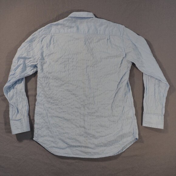 Tommy Bahama Shirt Mens Large Blue Stripe Embroidered Monochrome Roll Tab Sleeve - Picture 2 of 9